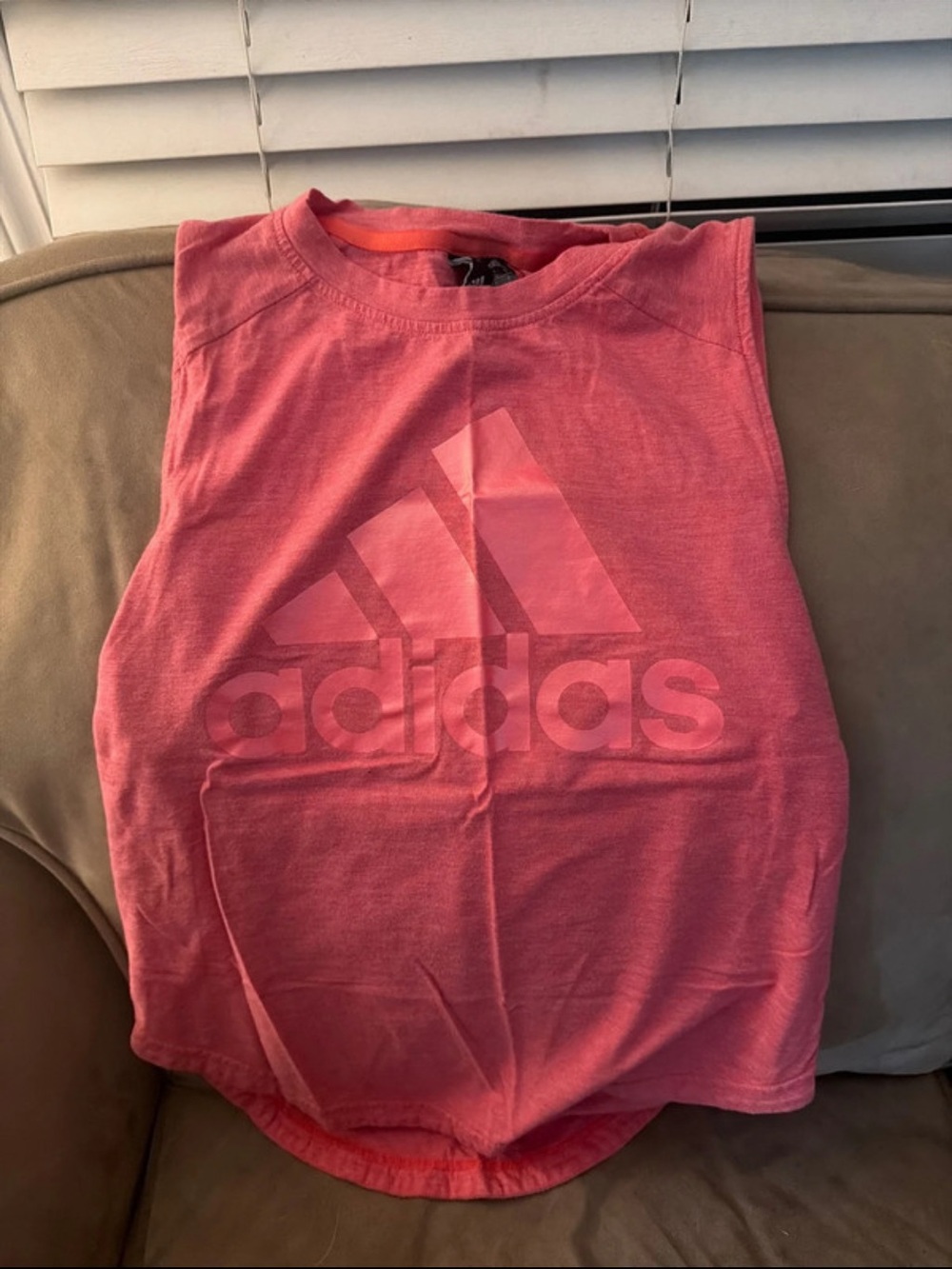 adidas Kids Pink Logo Muscle Tank